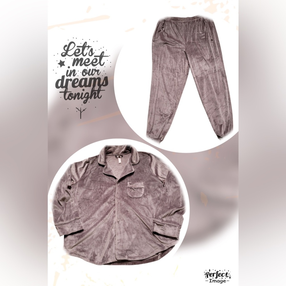 SKIMS Velvet Velour Set Button Up PJ Ensemble